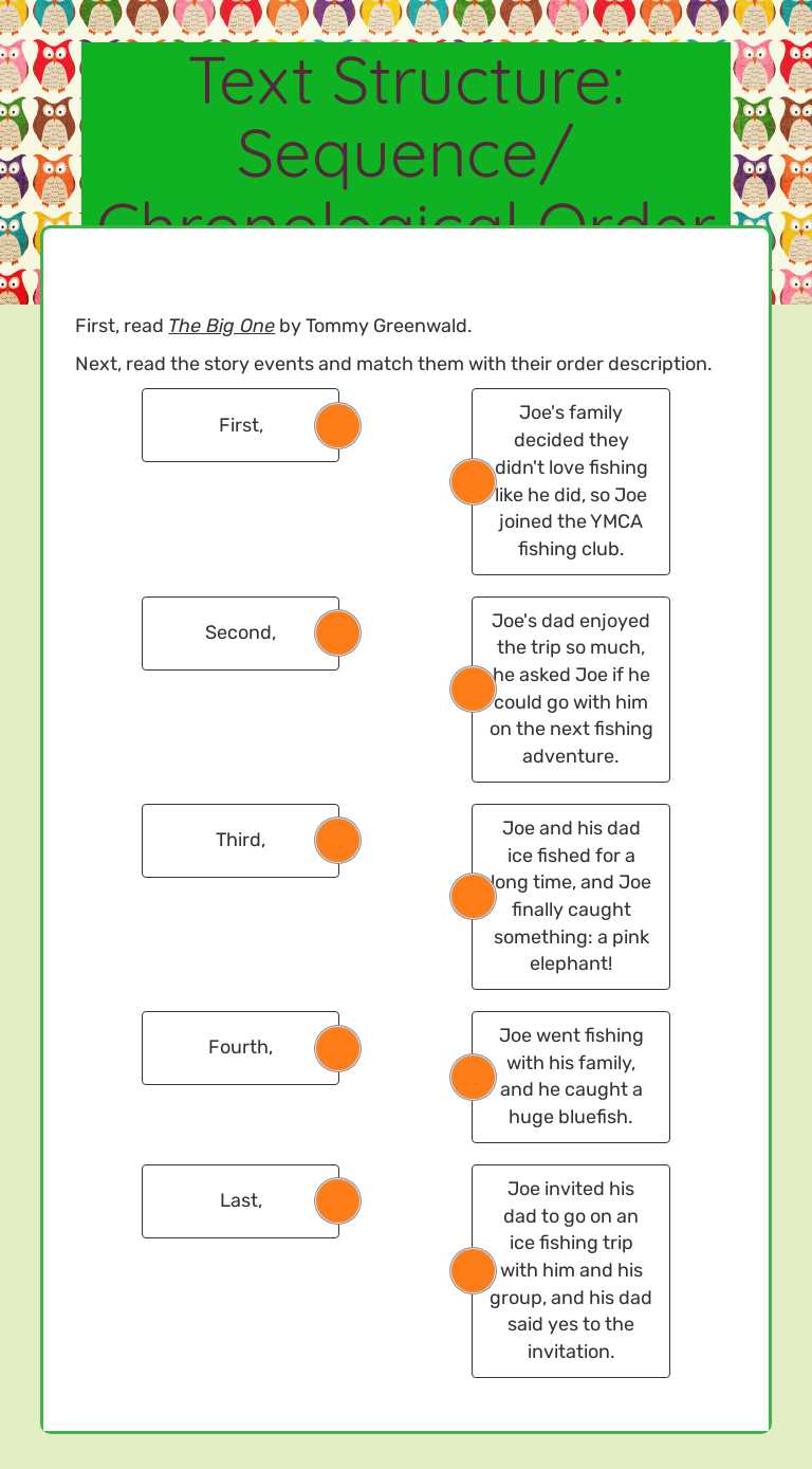 Text Structure: Sequence/ Chronological Order worksheet preview image