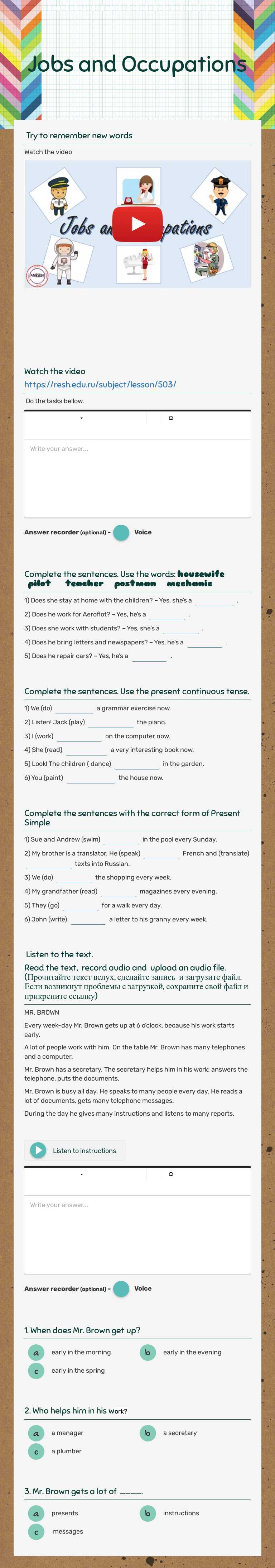 Jobs and Occupations worksheet preview image