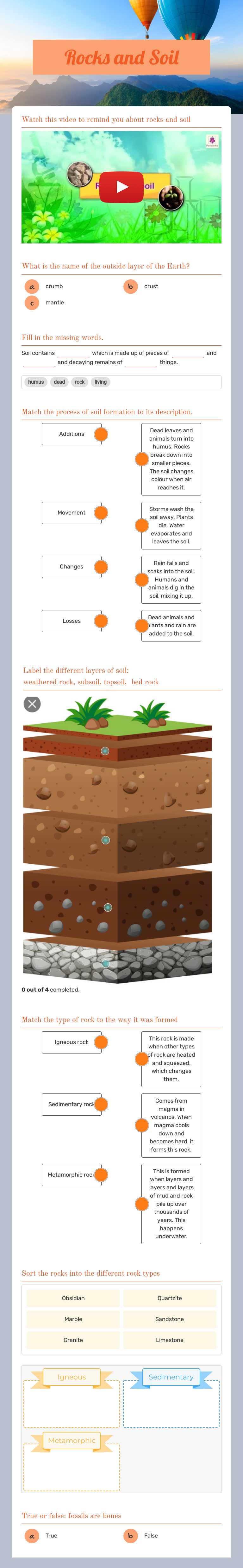 Rocks and Soil worksheet preview image