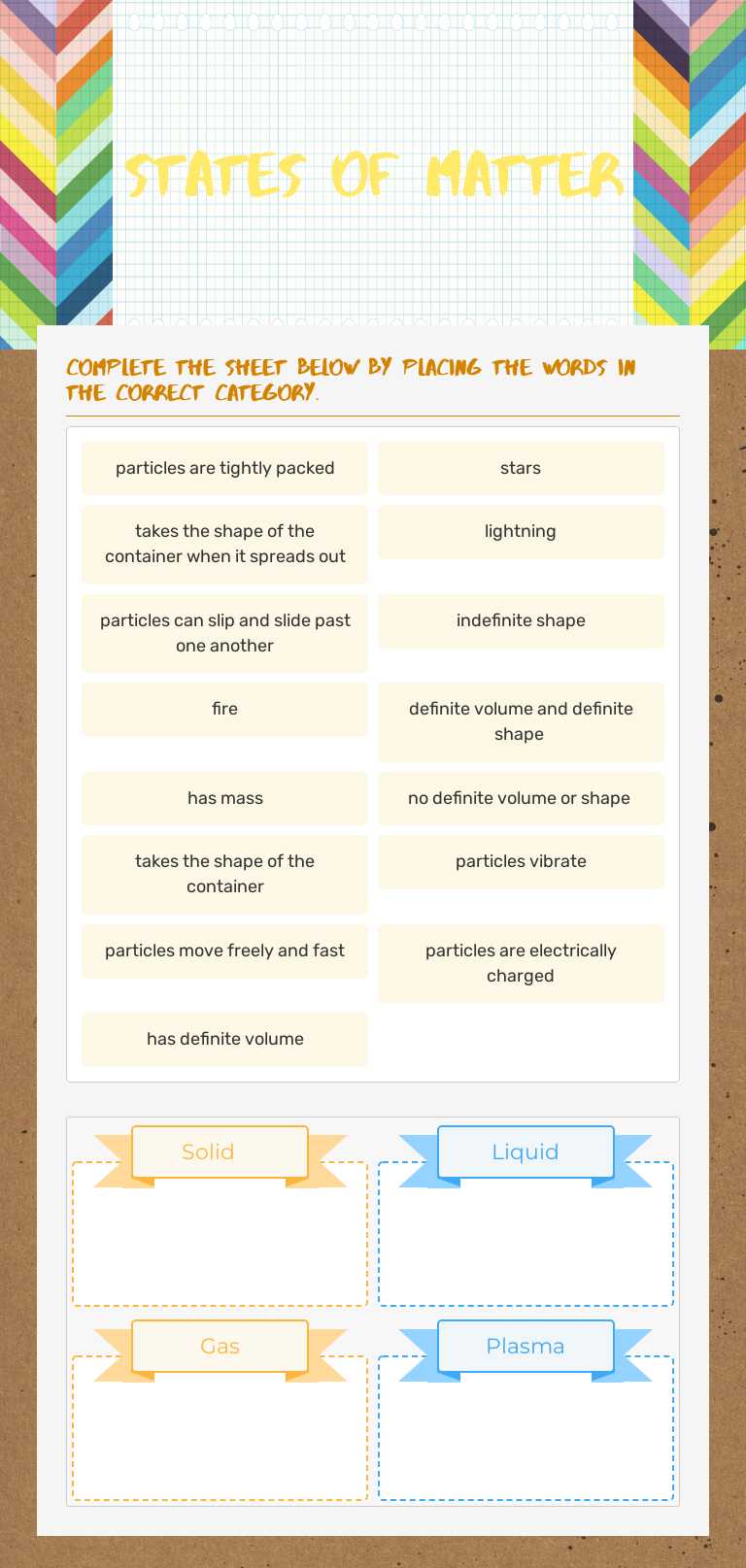 States of Matter worksheet preview image