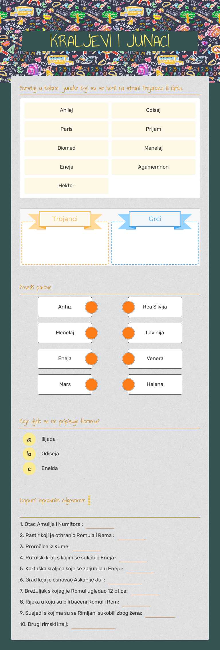 KRALJEVI I JUNACI worksheet preview image