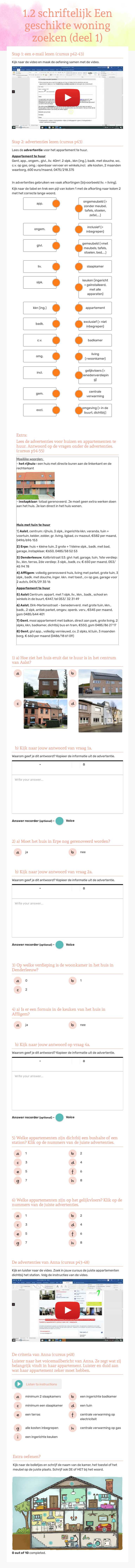 1.2 schriftelijk
Een geschikte woning zoeken (deel 1) worksheet preview image