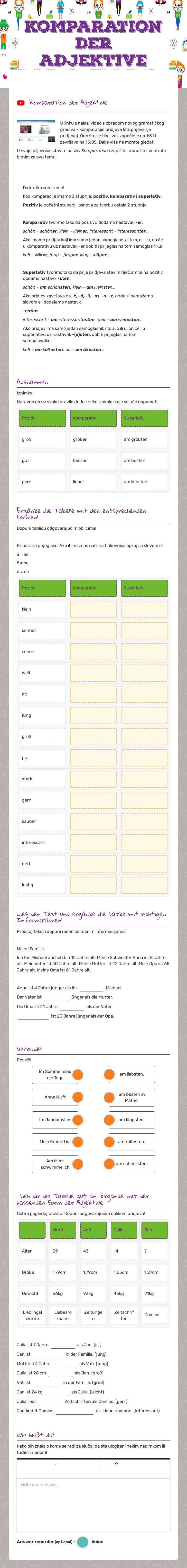 Komparation der adjektive worksheet preview image