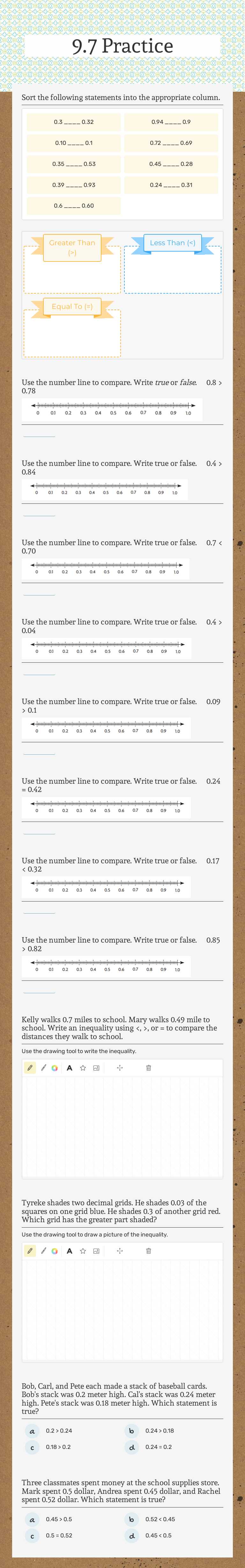 9.7 Practice Grade 4 worksheet preview