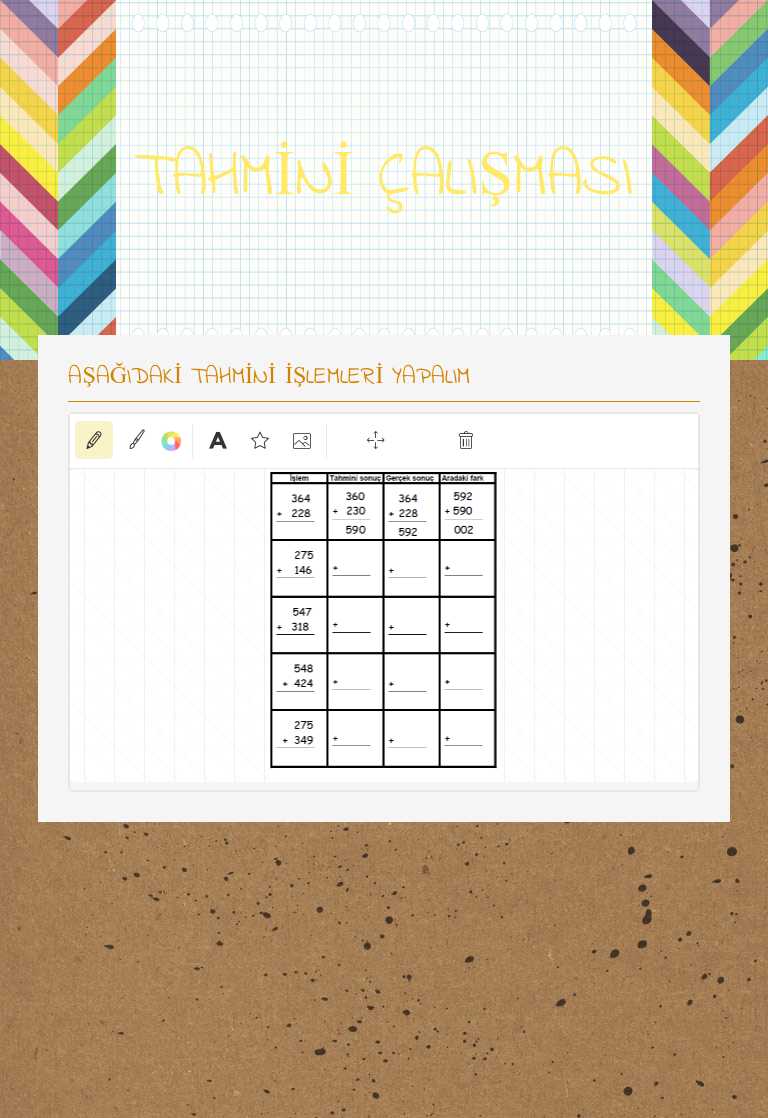 TAHMİNİ ÇALIŞMASI worksheet preview image