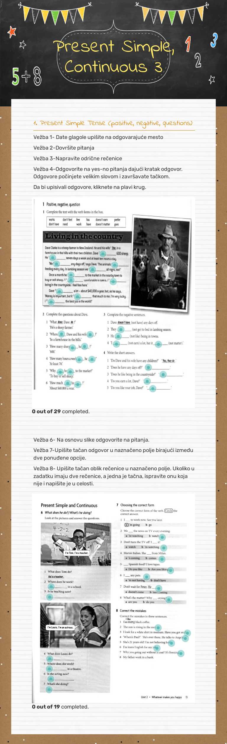 Present Simple, Continuous 3 worksheet preview image