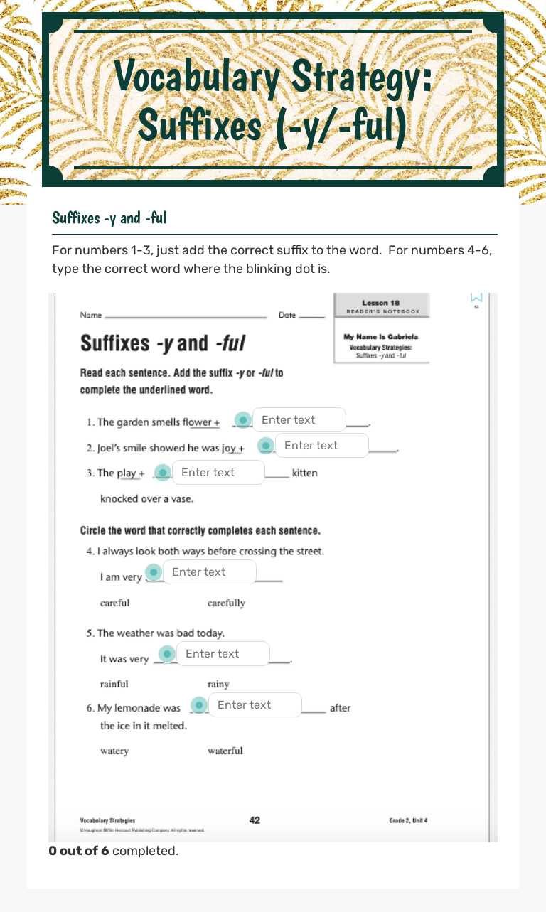 Vocabulary Strategy:  Suffixes (-y/-ful) Grade 2 worksheet preview
