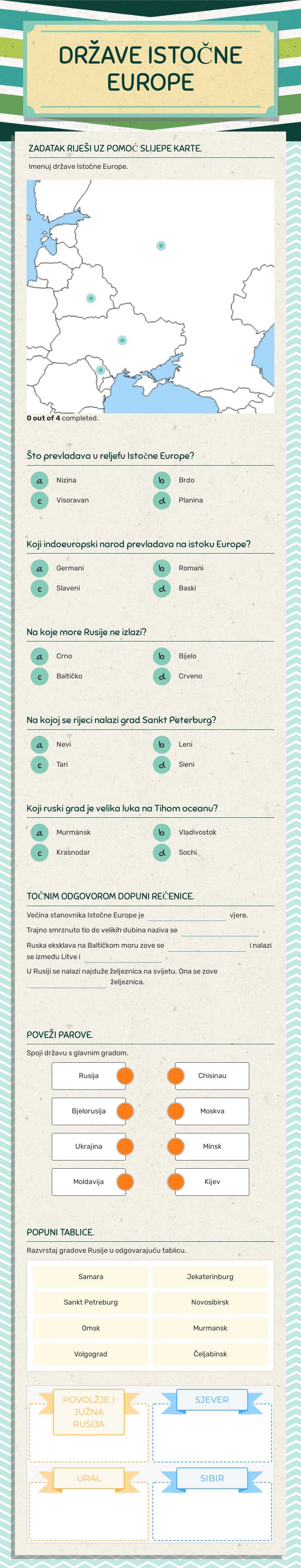 DRŽAVE ISTOČNE EUROPE worksheet preview image