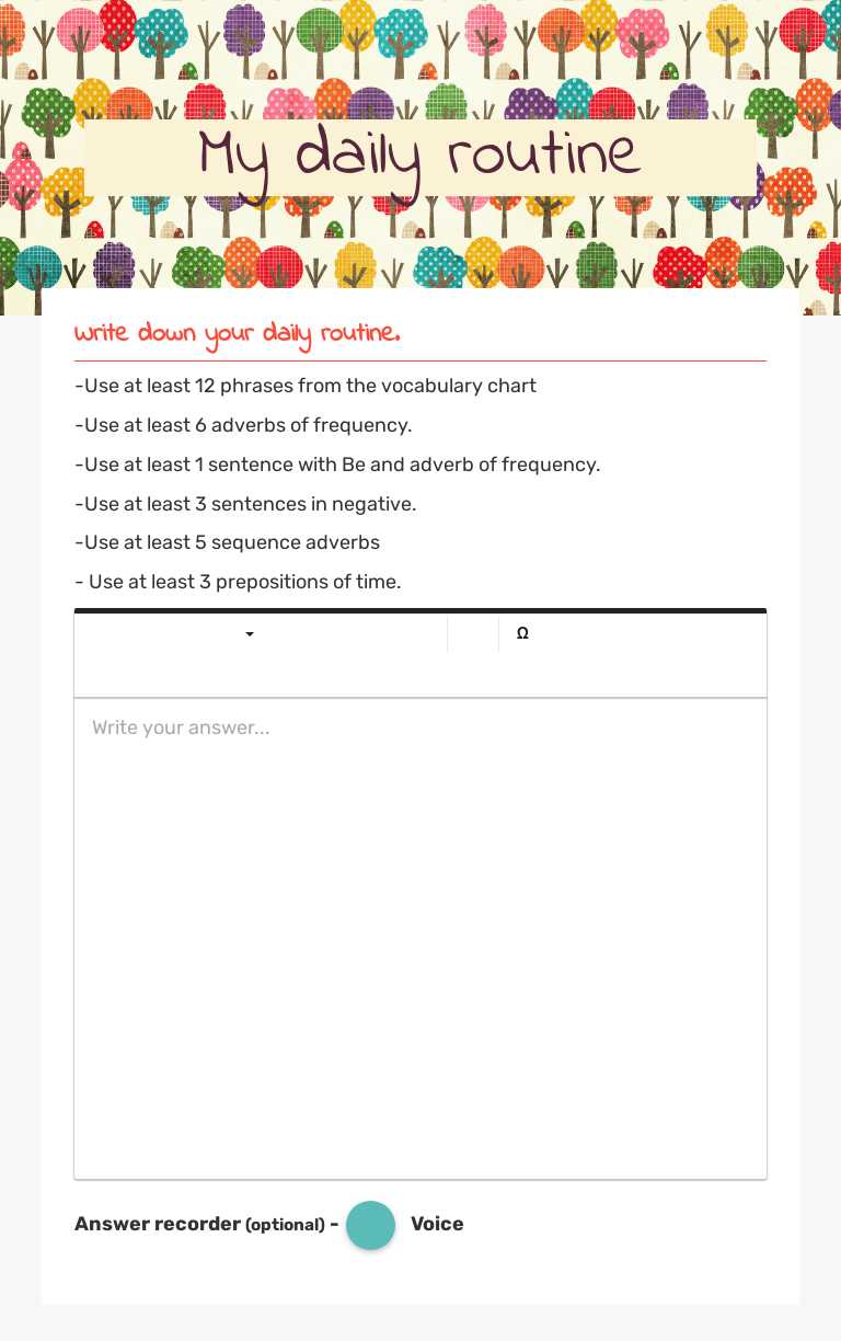 My daily routine worksheet preview image