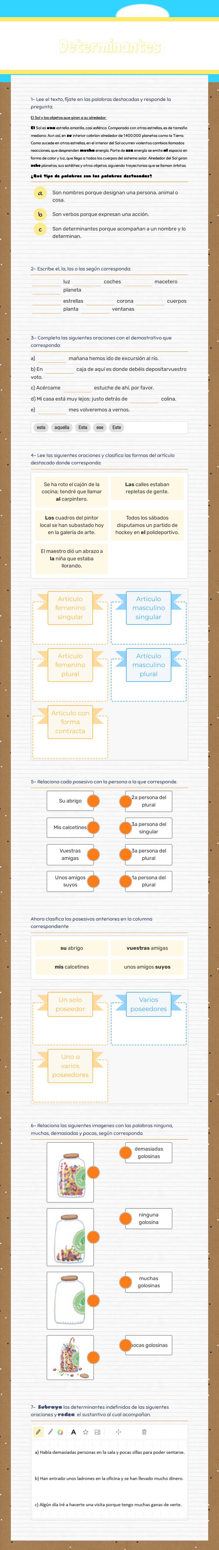 Determinantes Grade 5 worksheet preview