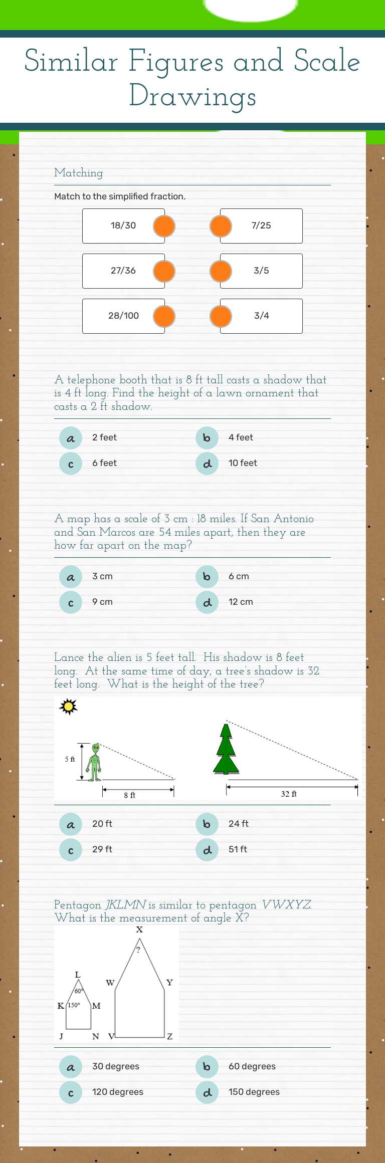Similar Figures and 
Scale Drawings worksheet preview image
