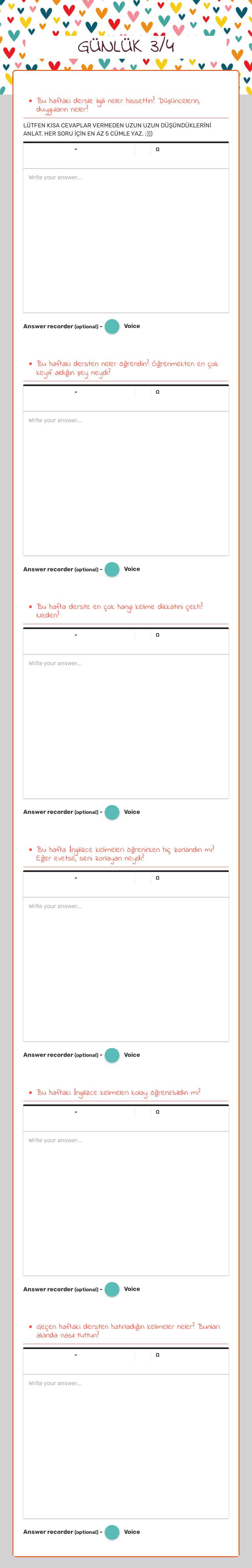 GÜNLÜK 3/4 worksheet preview image