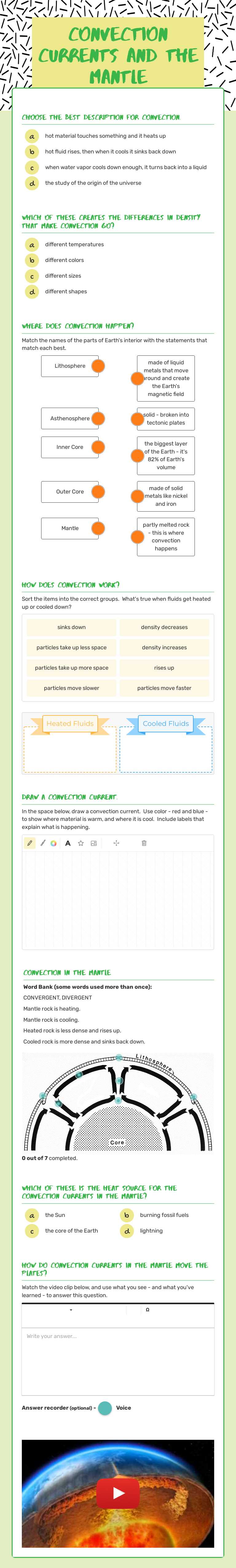 Convection Currents 
and the Mantle Grade 10 worksheet preview