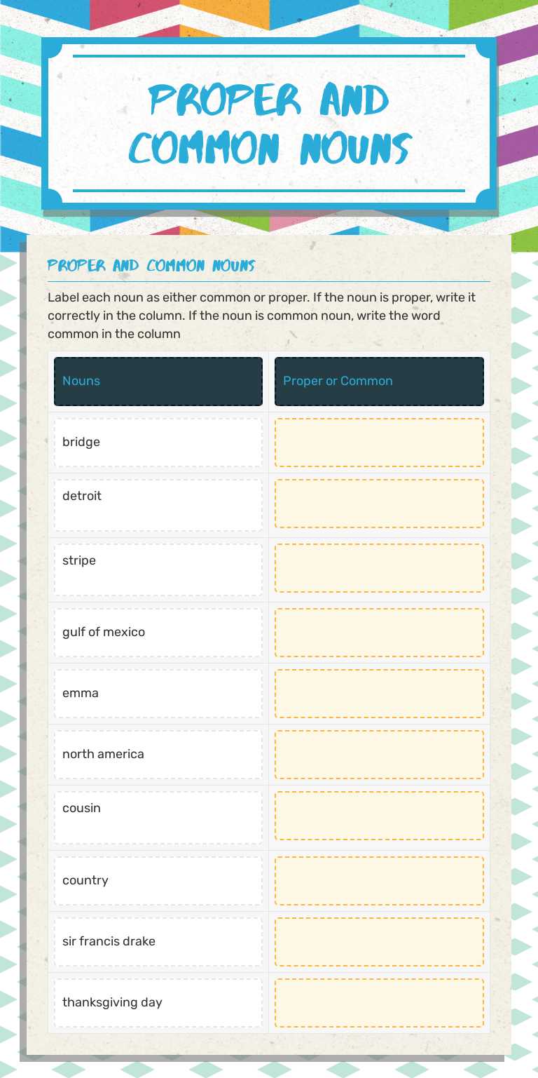 Proper and Common Nouns Grade 8 worksheet preview