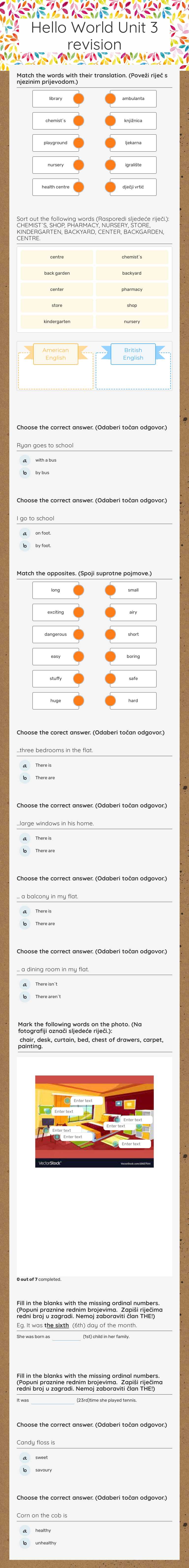 Hello World Unit 3 revision worksheet preview image