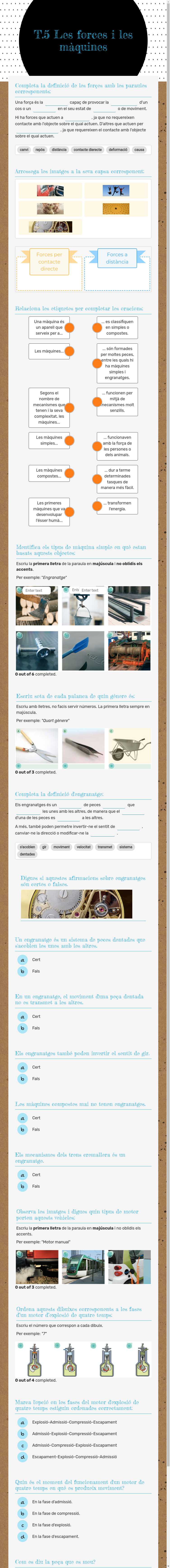 T.5 Les forces i les màquines worksheet preview image
