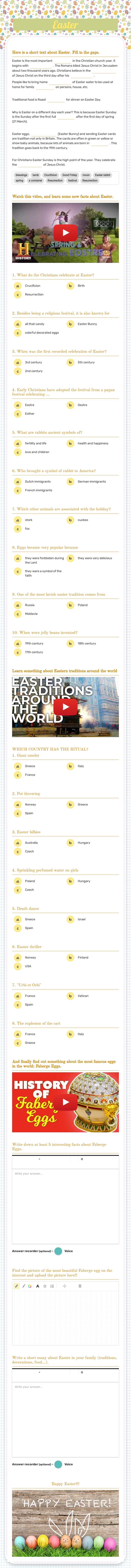 Easter worksheet preview image