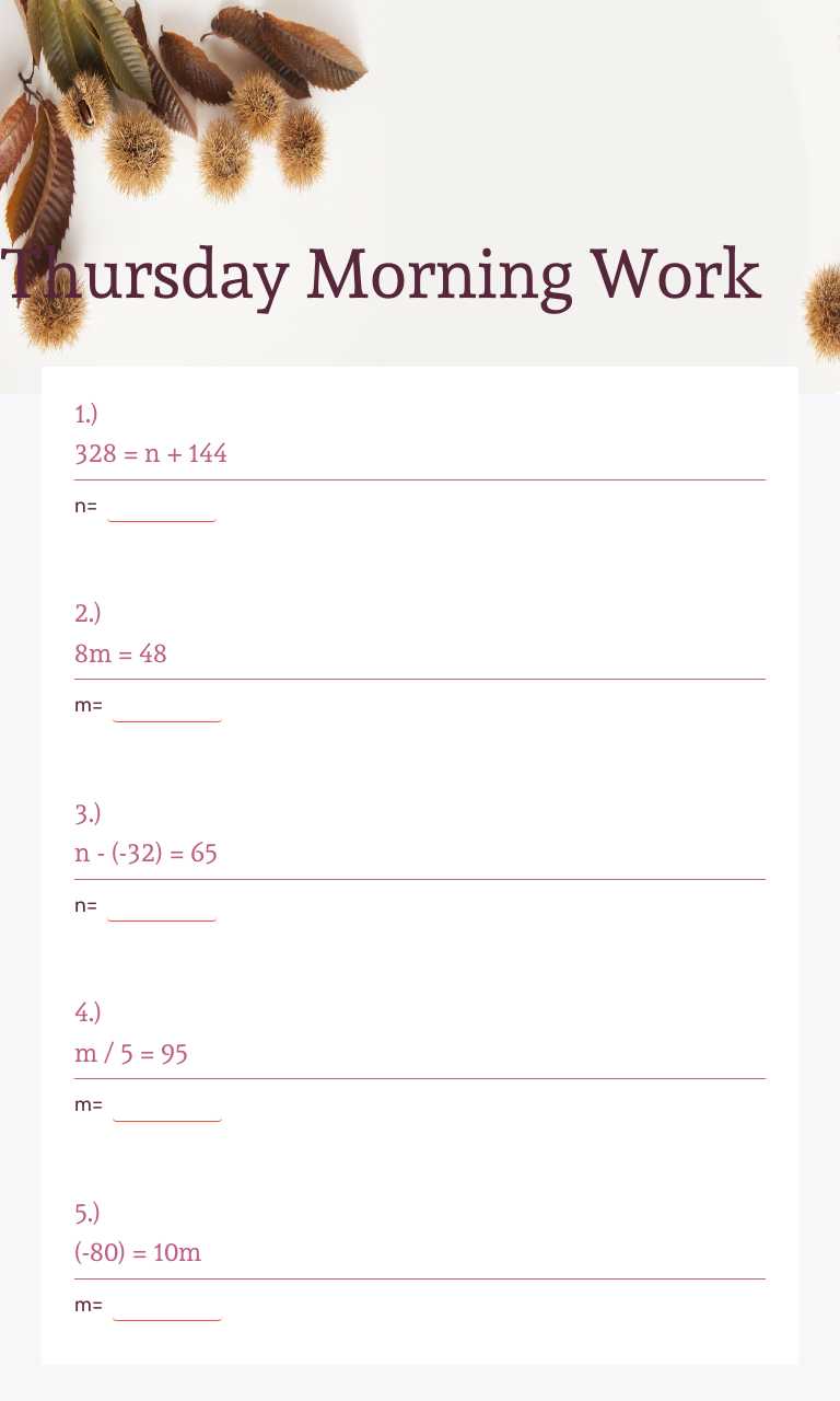 Thursday Morning Work Grade 6 worksheet preview