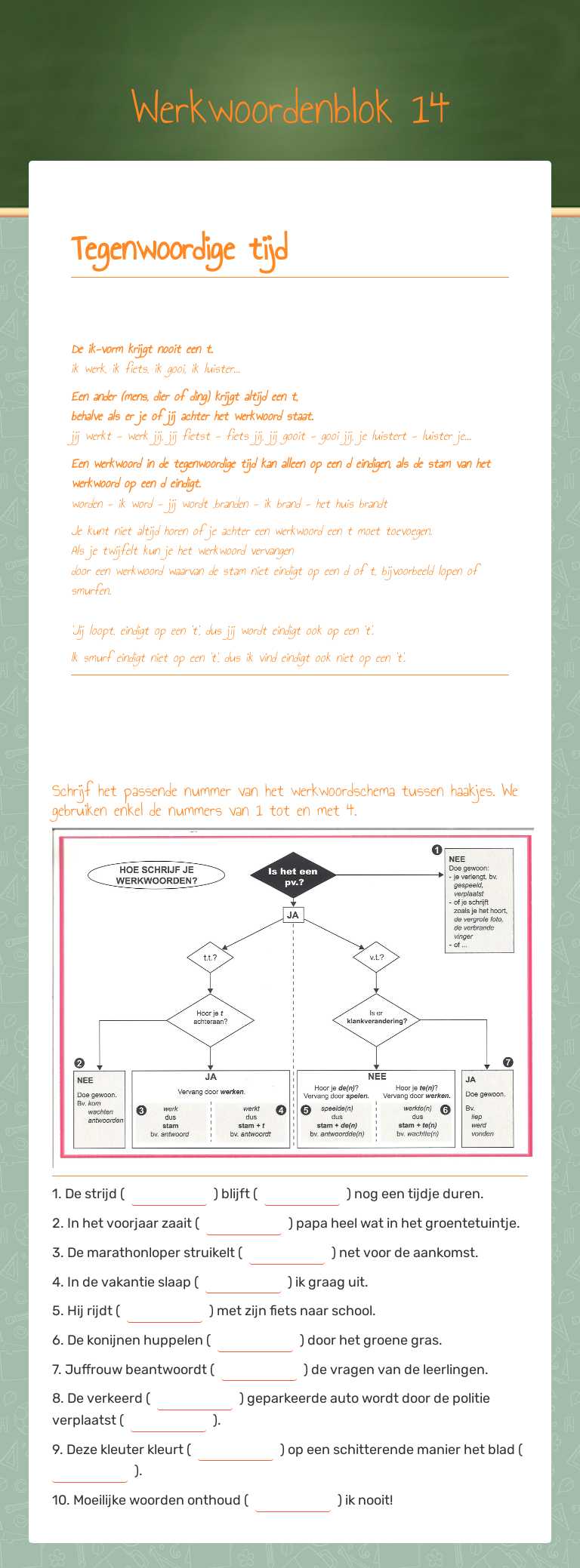 Werkwoordenblok 14 worksheet preview image