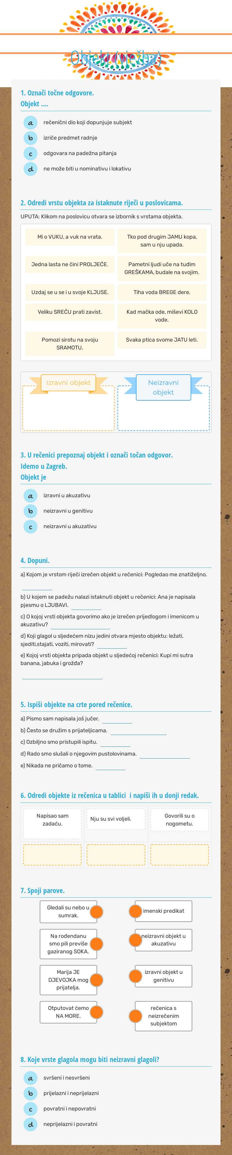 Objekt (vježba) worksheet preview image