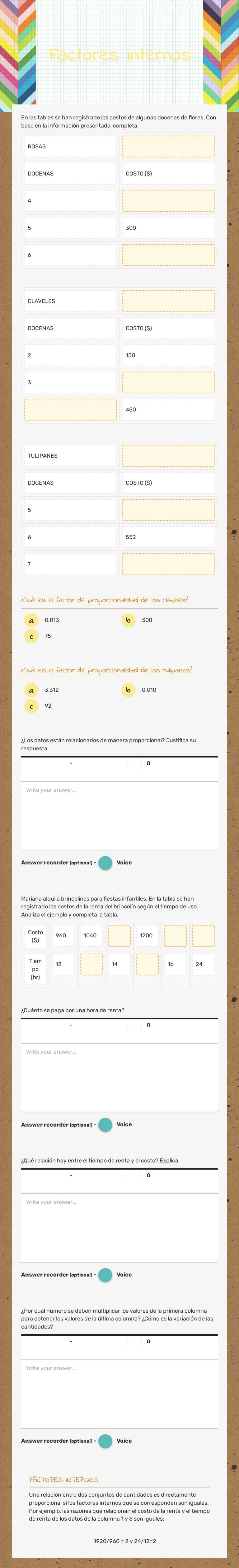 Factores internos worksheet preview