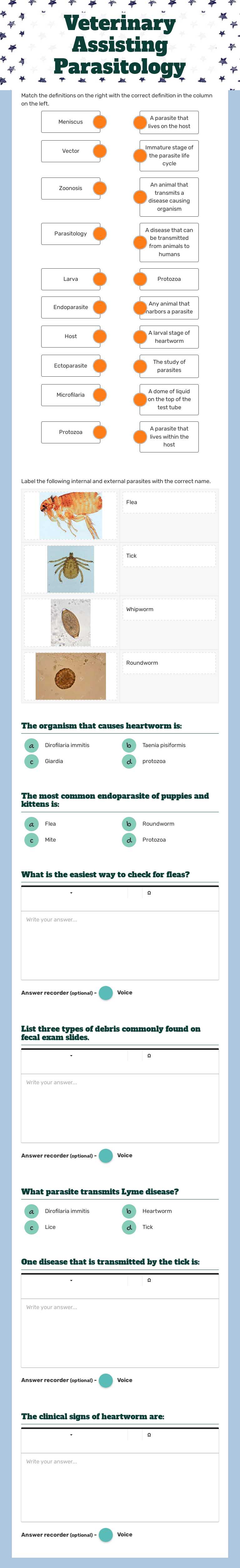 Veterinary Assisting Parasitology worksheet preview image