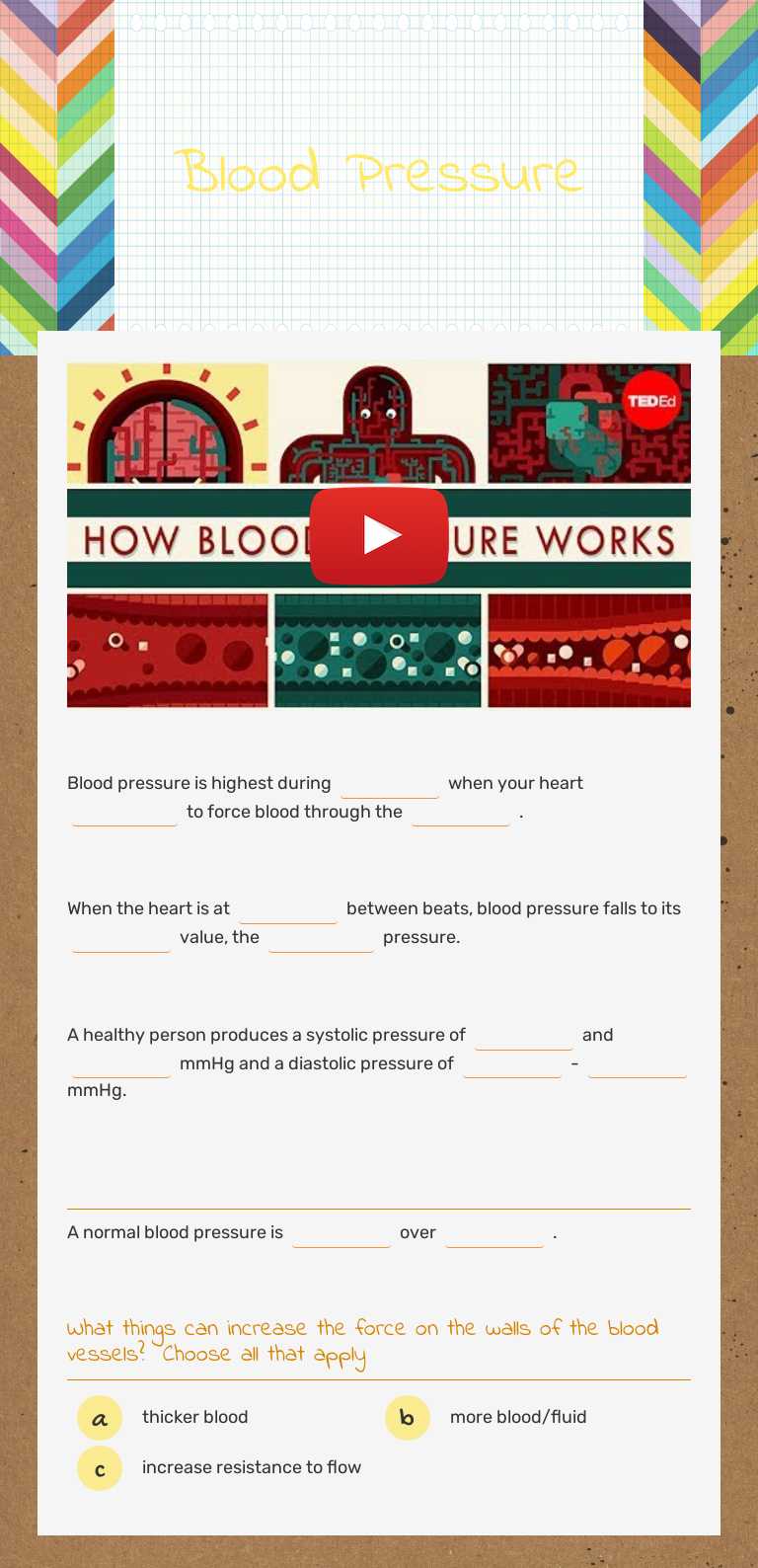 Blood Pressure worksheet preview image