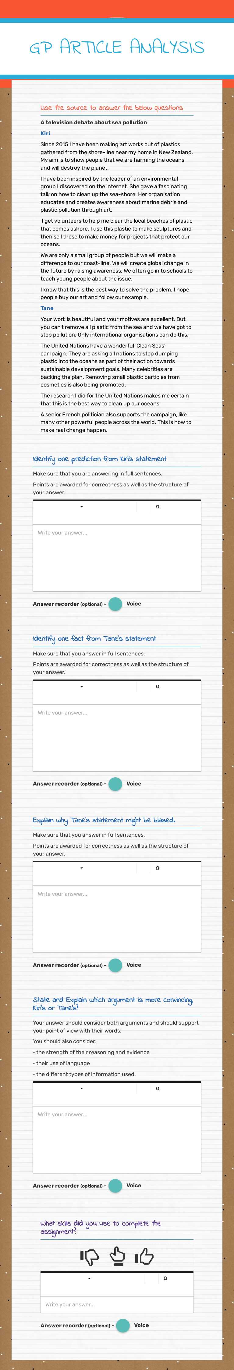 GP ARTICLE ANALYSIS worksheet preview image
