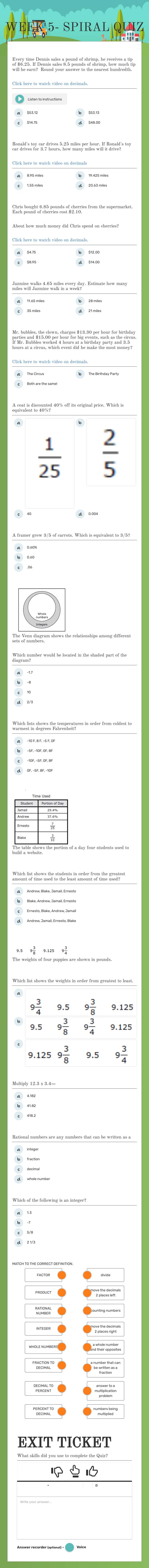 WEEK 5- SPIRAL QUIZ worksheet preview image