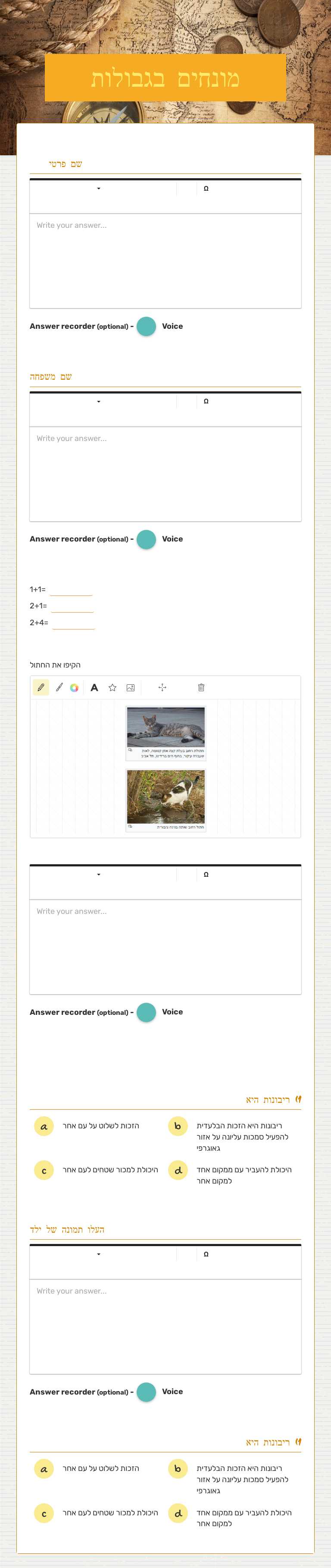מונחים בגבולות worksheet preview image