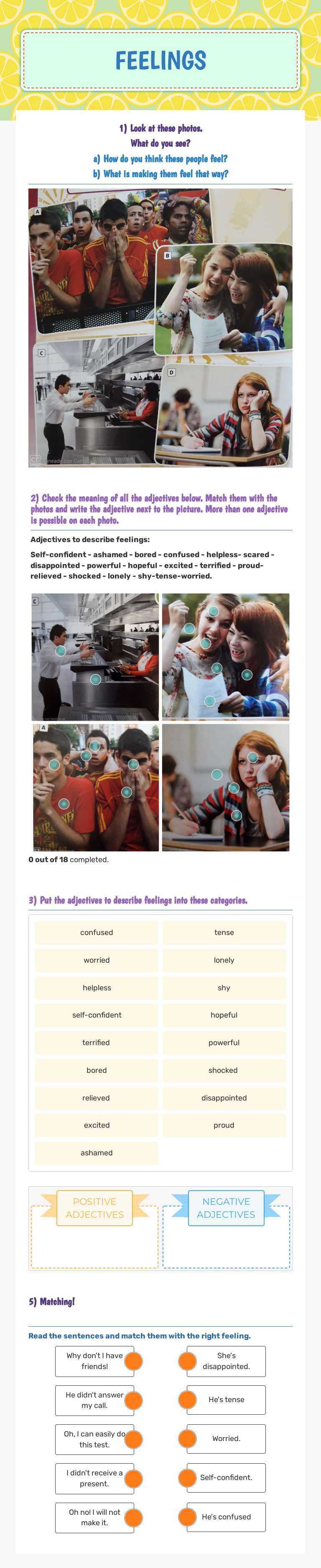 FEELINGS worksheet preview image