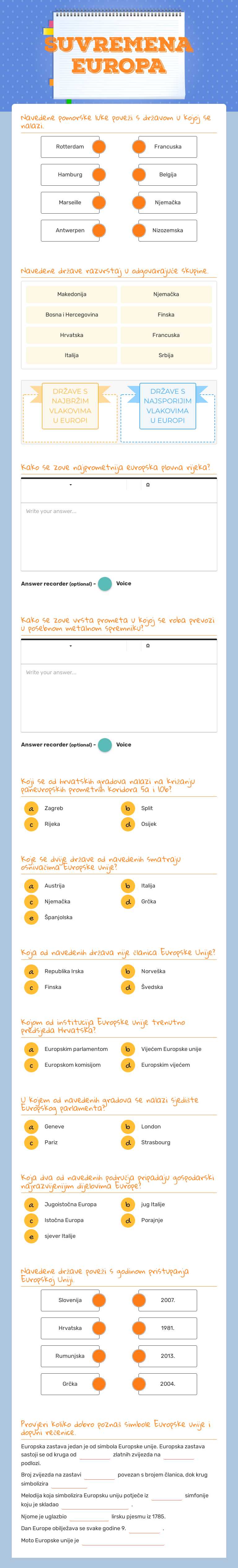 SUVREMENA EUROPA worksheet preview image