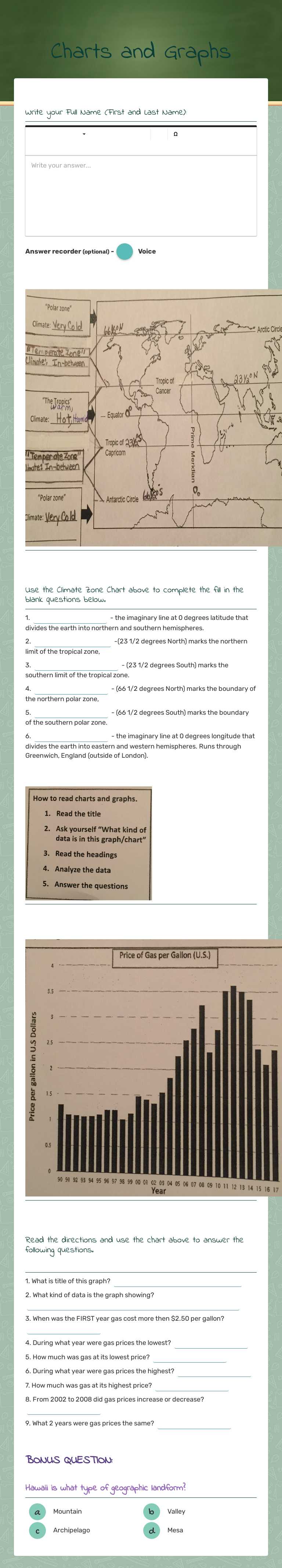 Charts and Graphs Grade 6 worksheet preview