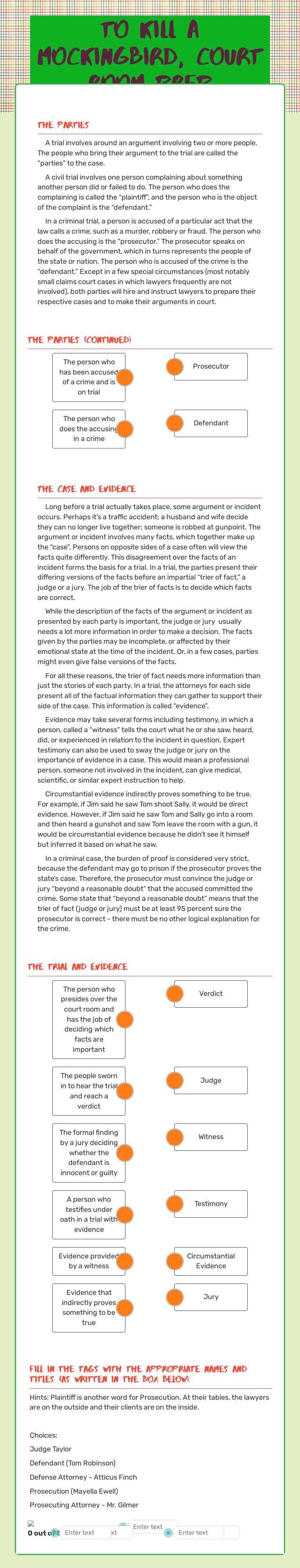 To Kill a Mockingbird, Court Room Prep Grade 8 worksheet preview
