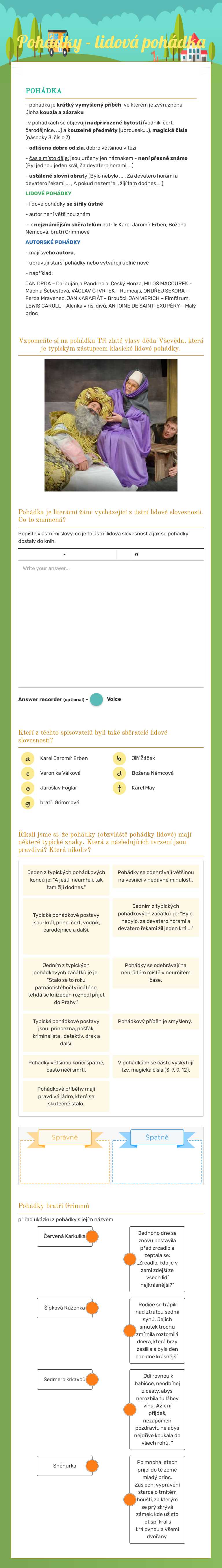Pohádky - lidová pohádka worksheet preview image