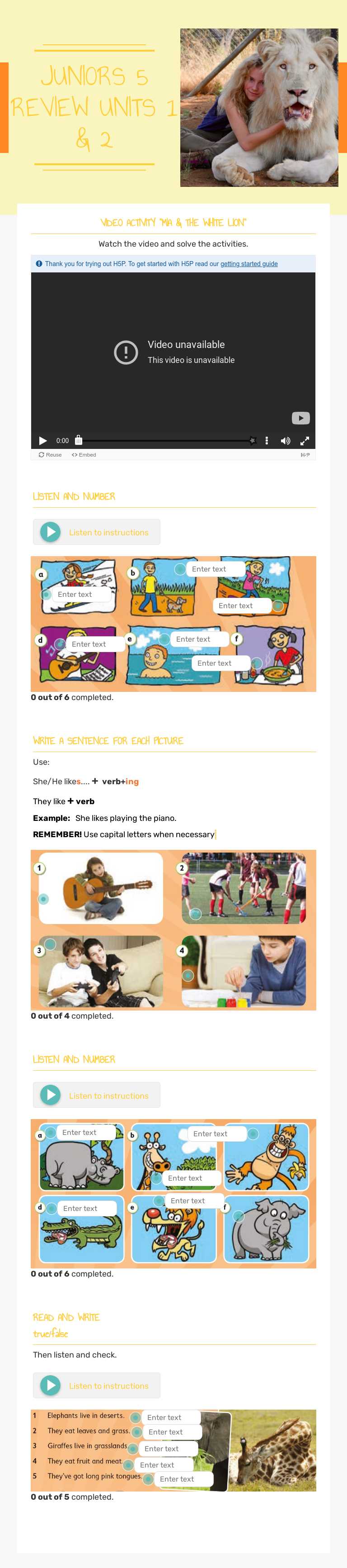 JUNIORS 5
REVIEW UNITS 1 & 2 worksheet preview image