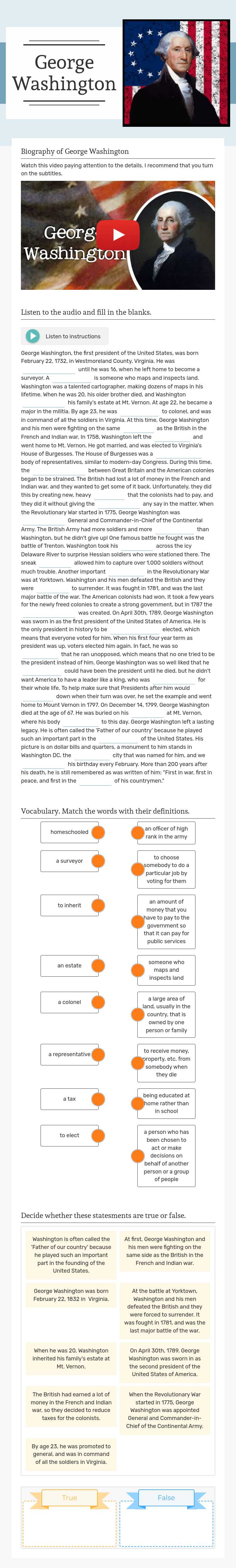 George Washington worksheet preview image