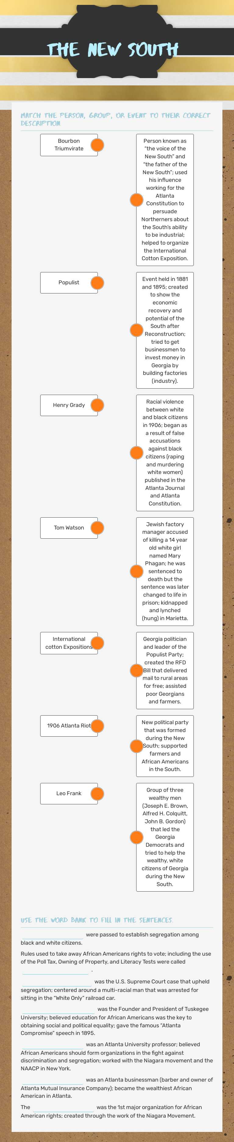 The New South worksheet preview image