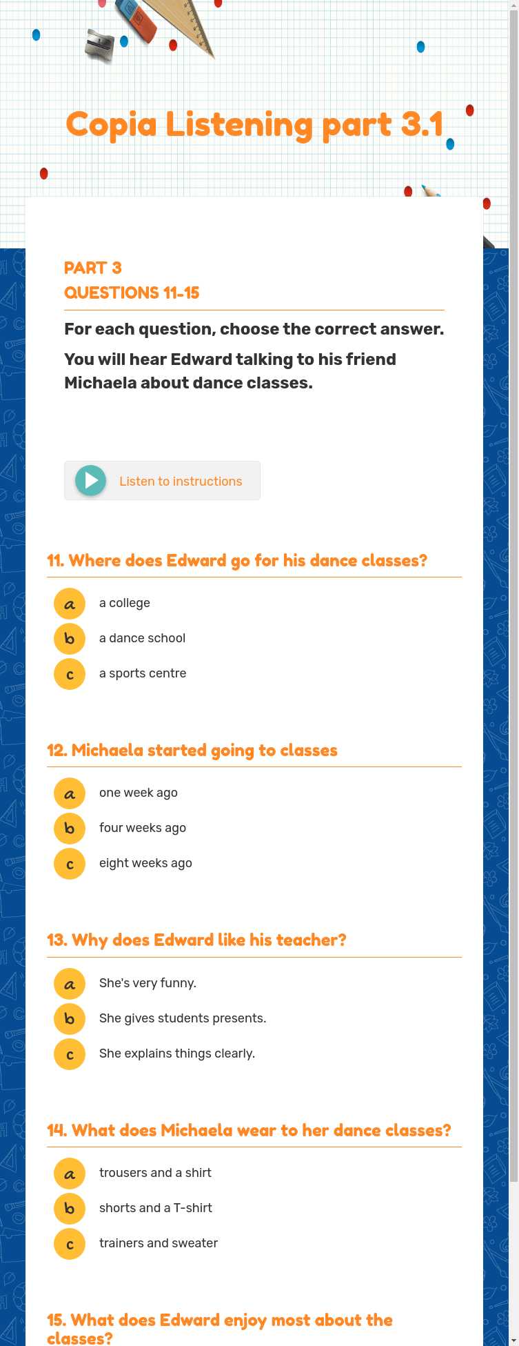 Copia Listening part 3.1 worksheet preview