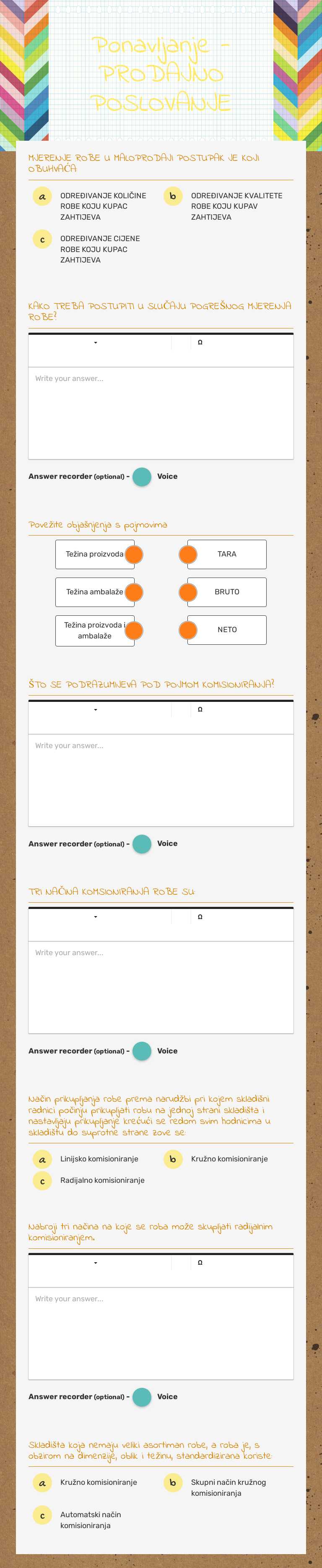 Ponavljanje - PRODAJNO POSLOVANJE worksheet preview image