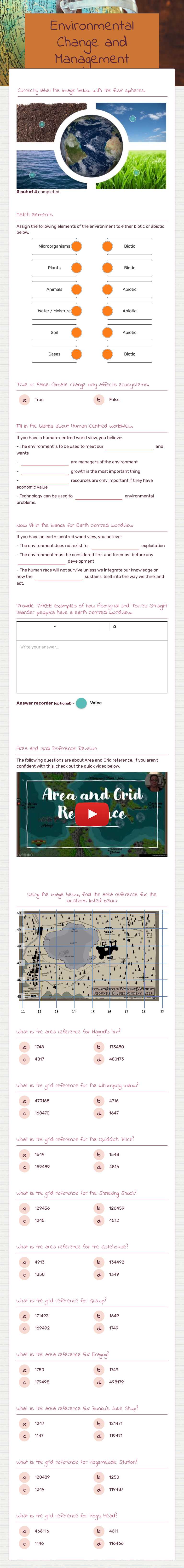Environmental Change and Management worksheet preview image