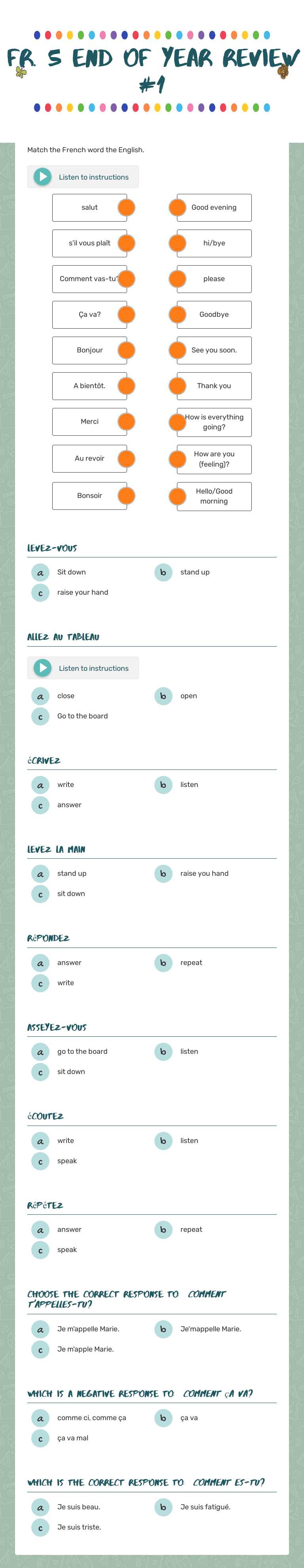 Fr. 5 End of Year review #1 worksheet preview image