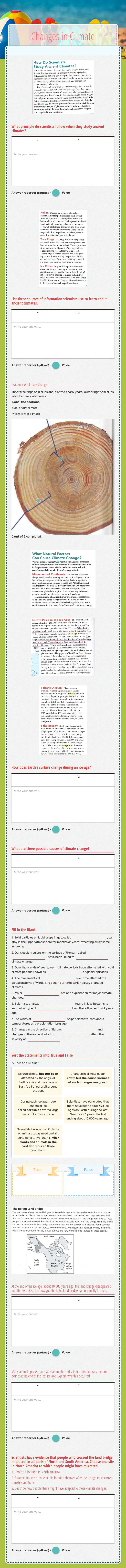 Changes in Climate worksheet preview image