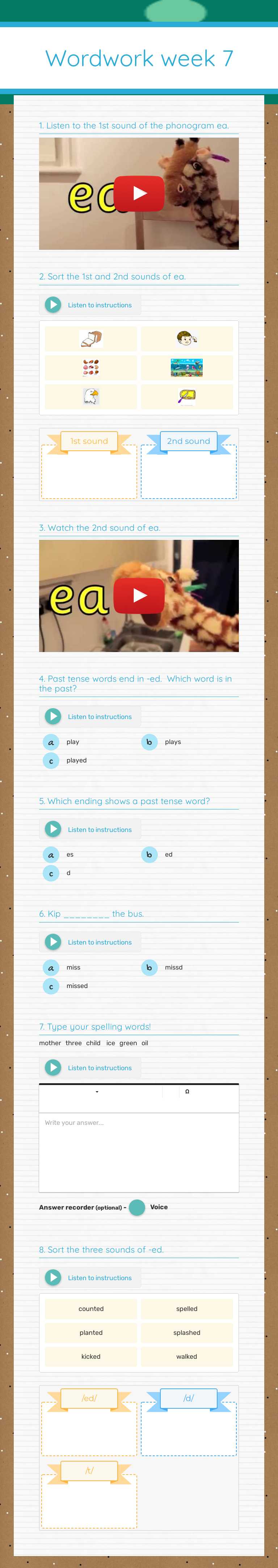 Wordwork week 7 worksheet preview image