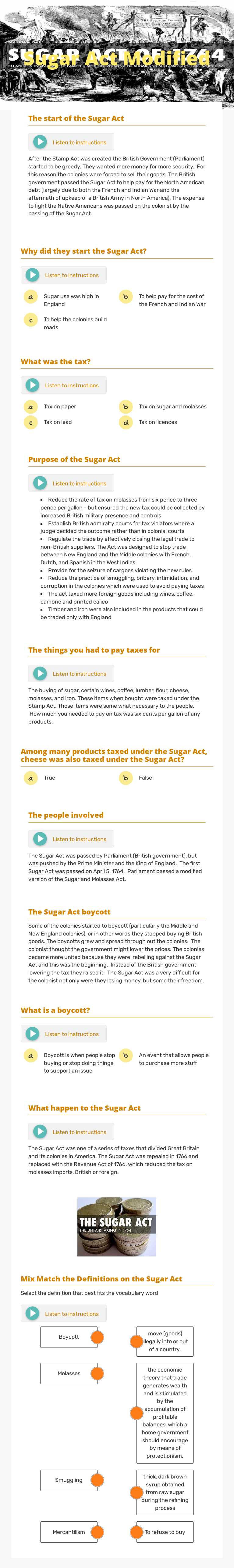 Sugar Act Modified Grade 7 worksheet preview