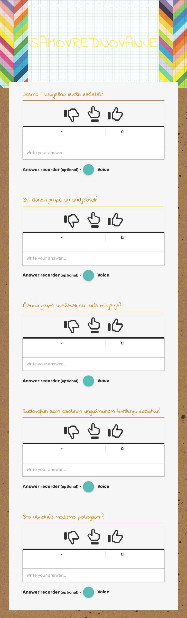 SAMOVREDNOVANJE worksheet preview image