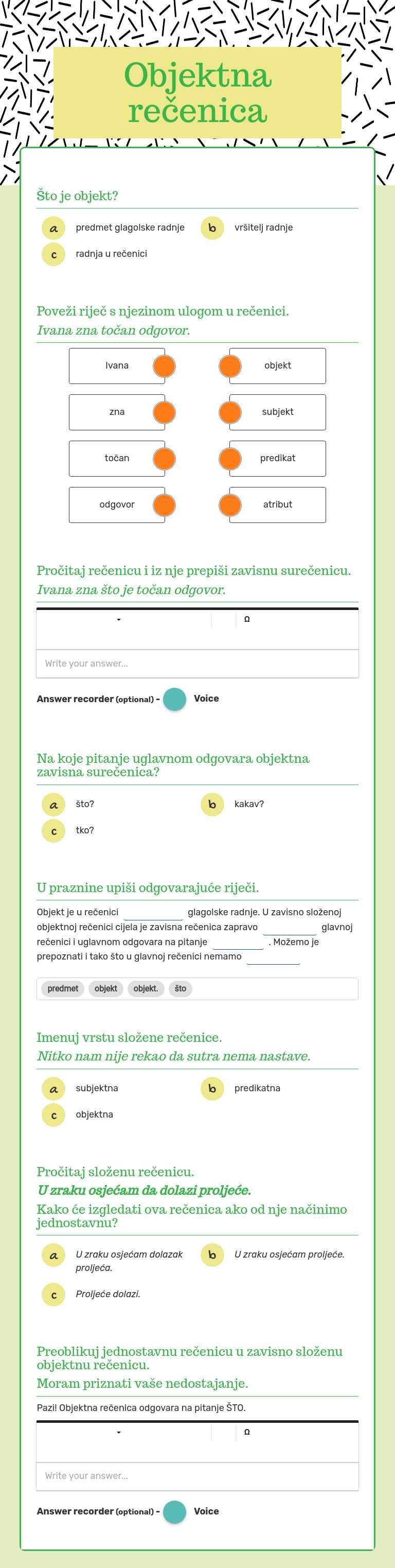 Objektna rečenica Other worksheet preview