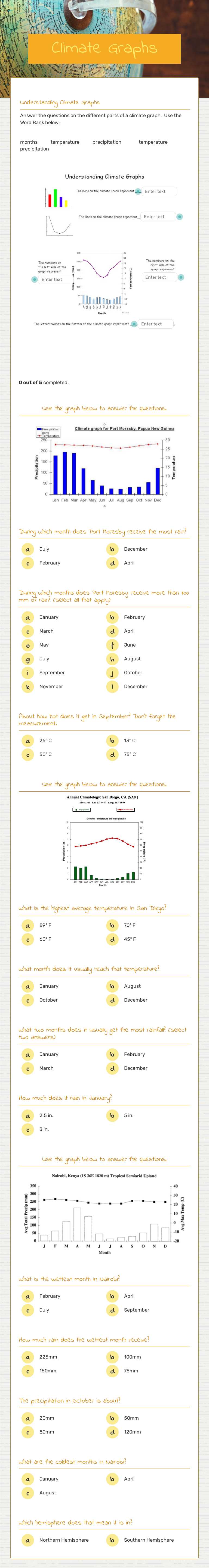 Master climate graphs! Practice reading temperature and precipitation ...