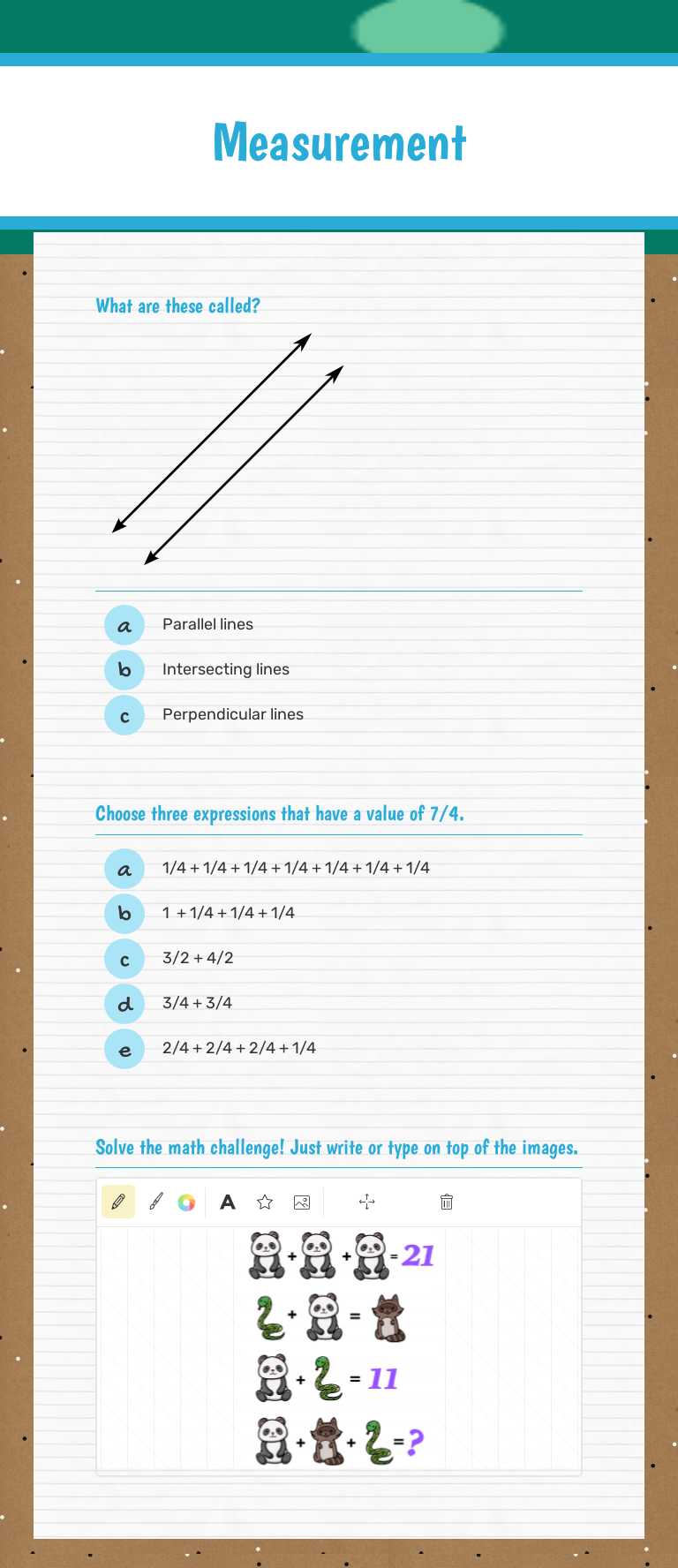 Measurement worksheet preview image