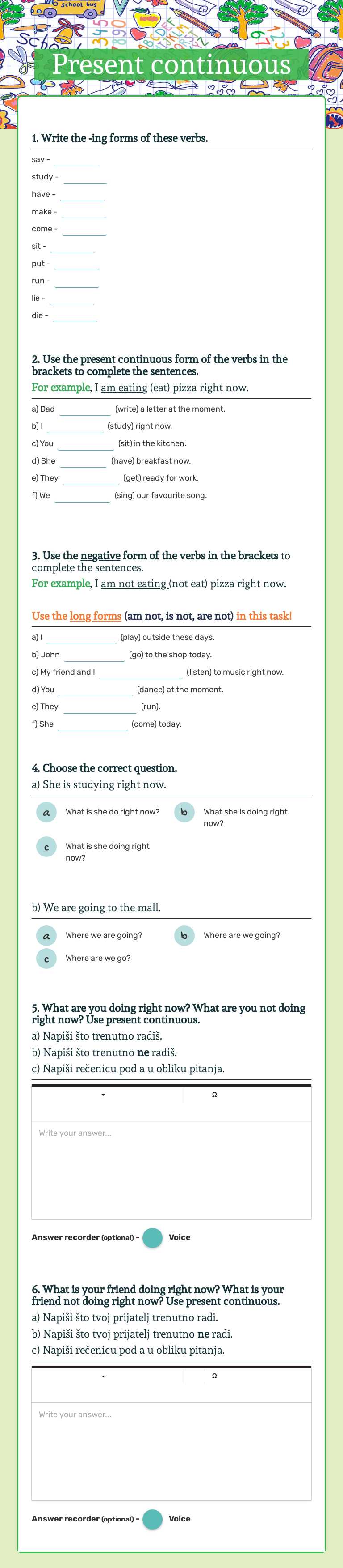Present continuous by Nika Nika | Interactive Worksheet | Wizer.me